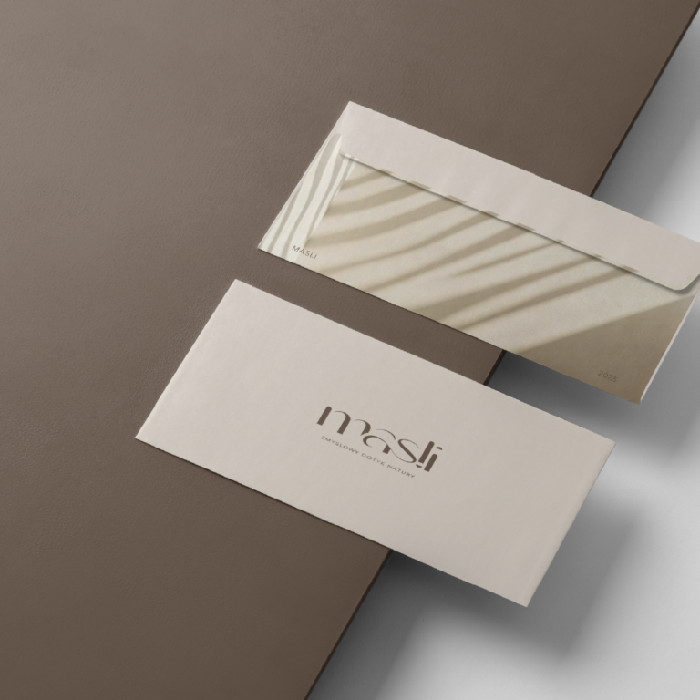 masli - zmysłowy dotyk natury - elementy identyfikacji graficznej - koperta ozdobna dla klienta