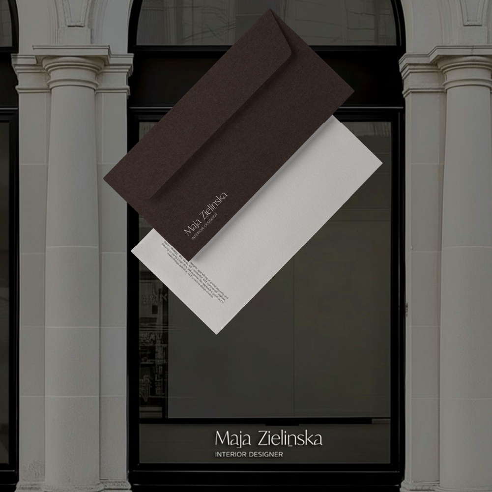 Maja ZIELIŃSKA interior designer - logo project - modern branding idea -elegant envelopes