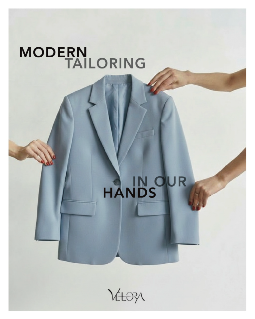 MODERN TAILORING IN OUR HANDS - Velora - fashion brand - elements of visual identity