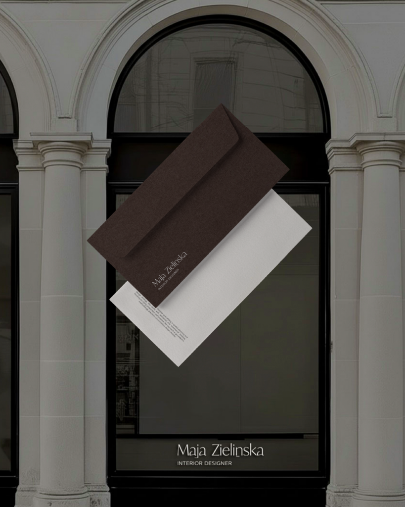 Maja ZIELIŃSKA interior designer - logo project - modern branding idea -elegant envelopes